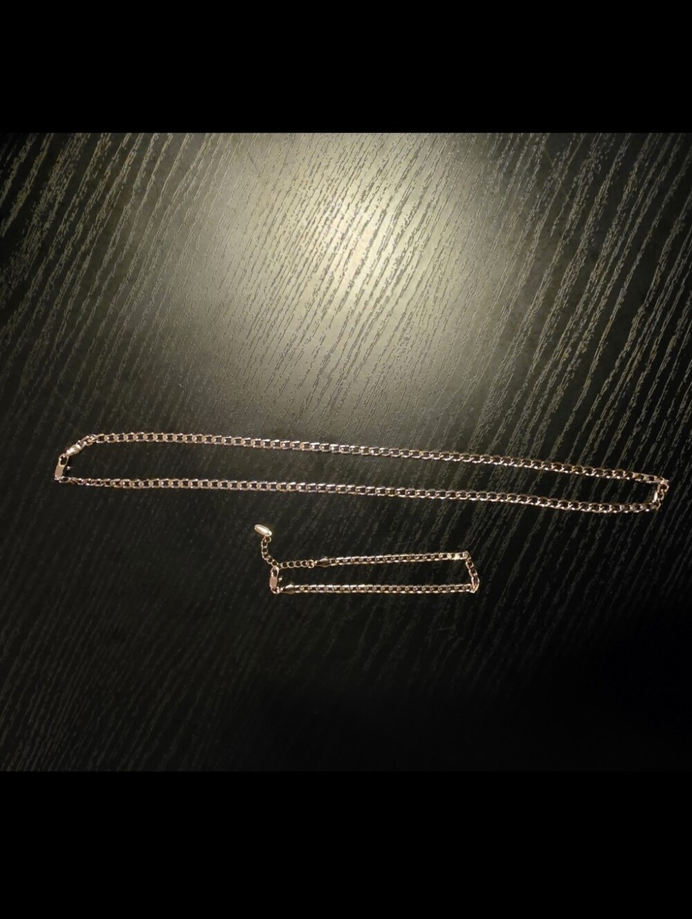 Women's Rose Gold Chain Necklace and Bracelet Set